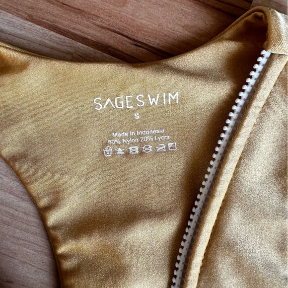 NWOT Sage Swim Cyprus One Piece High Cut Bathing Suit in Mustard - Picture 5 of 10